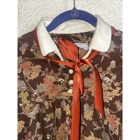 Vintage Leslie Fay Floral Paisley 70s Dress prairie peasant Lagen Cottage Hippie - Picture 2 of 14